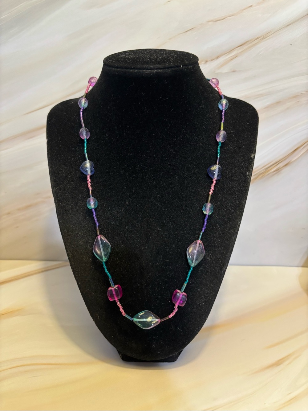 Handcrafted Multicolor Glass Bead Necklace 20”